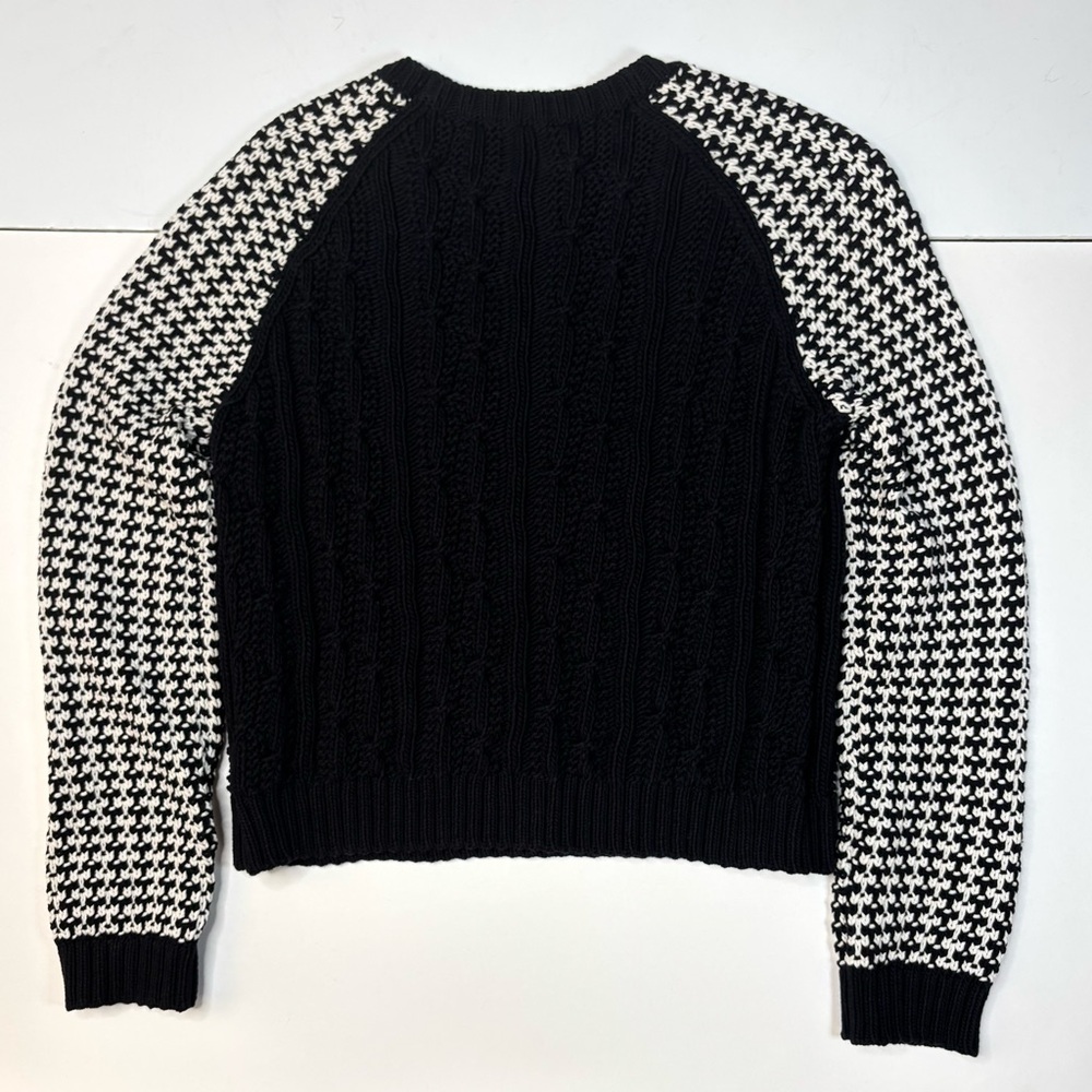Miss Wu Jason Wu Black White Chunky Cable Knit Houndstooth Designer Sweater - Picture 2 of 11